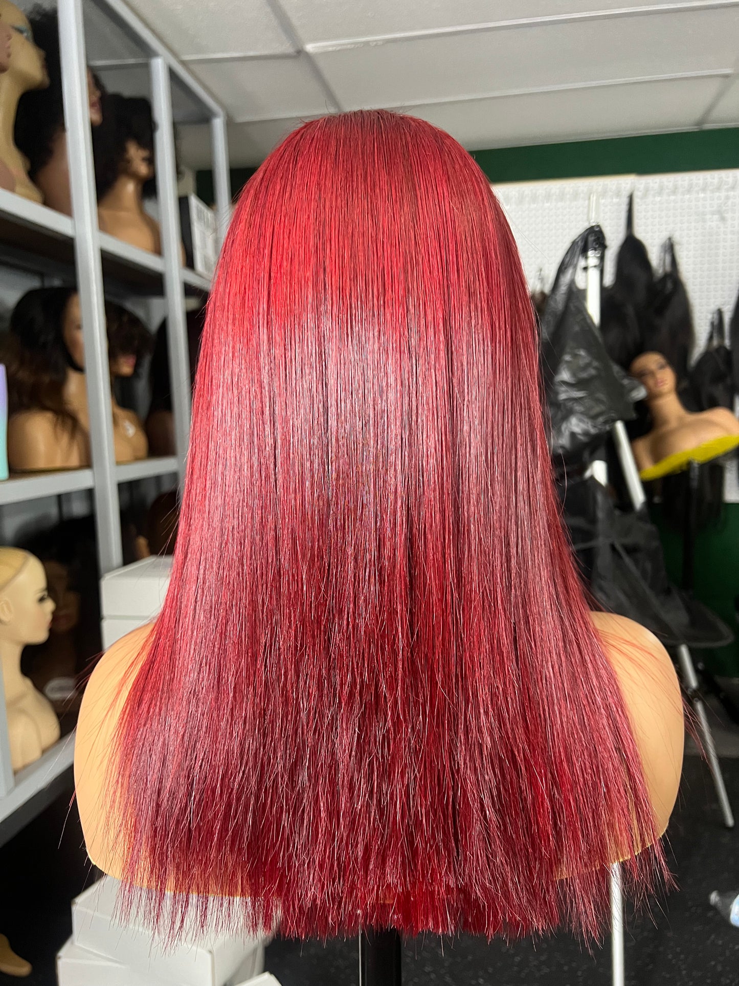 14” Straight Burgundy Red